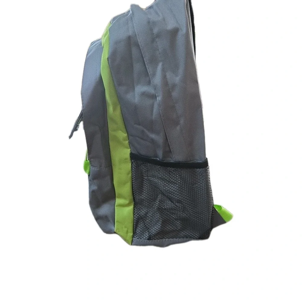 17‎ Inch Kids Backpack With Side Pockets Gray And Neon Green